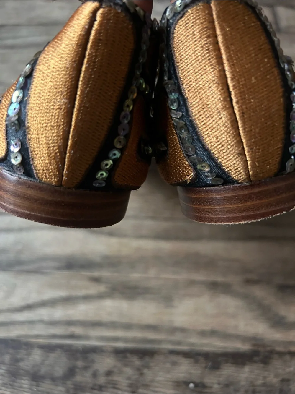 Report Embellished Women's Ballet Flats in Metallic Bronze and Black